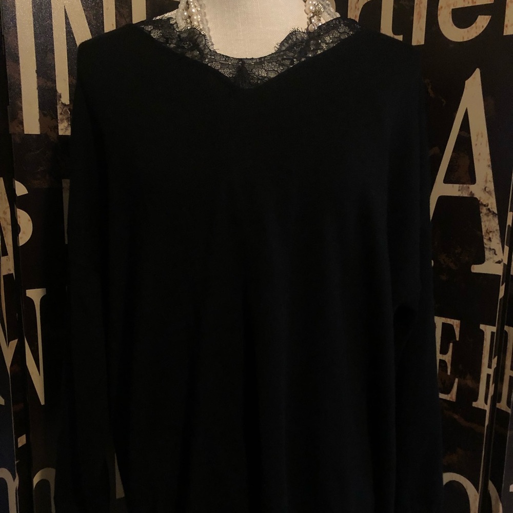 ❀ black lace long-sleeve shirt ❀
